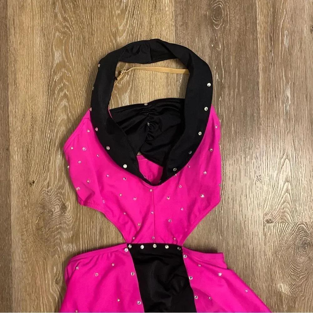 WEISSMAN custom Dance Costume hot pink WORKING DAY NIGHT D11569 MC-Medium child